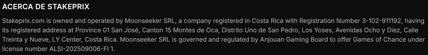 Stakeprix Casino licencia